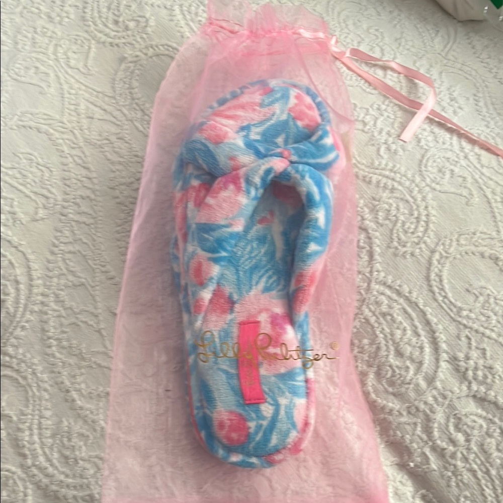 Lilly Pulitzer Tropical Blue and Pink Slippers